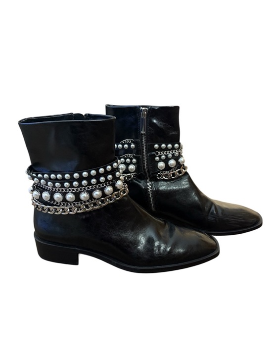 Zara Shoes - Zara Black Pearl Chain Ankle Boots